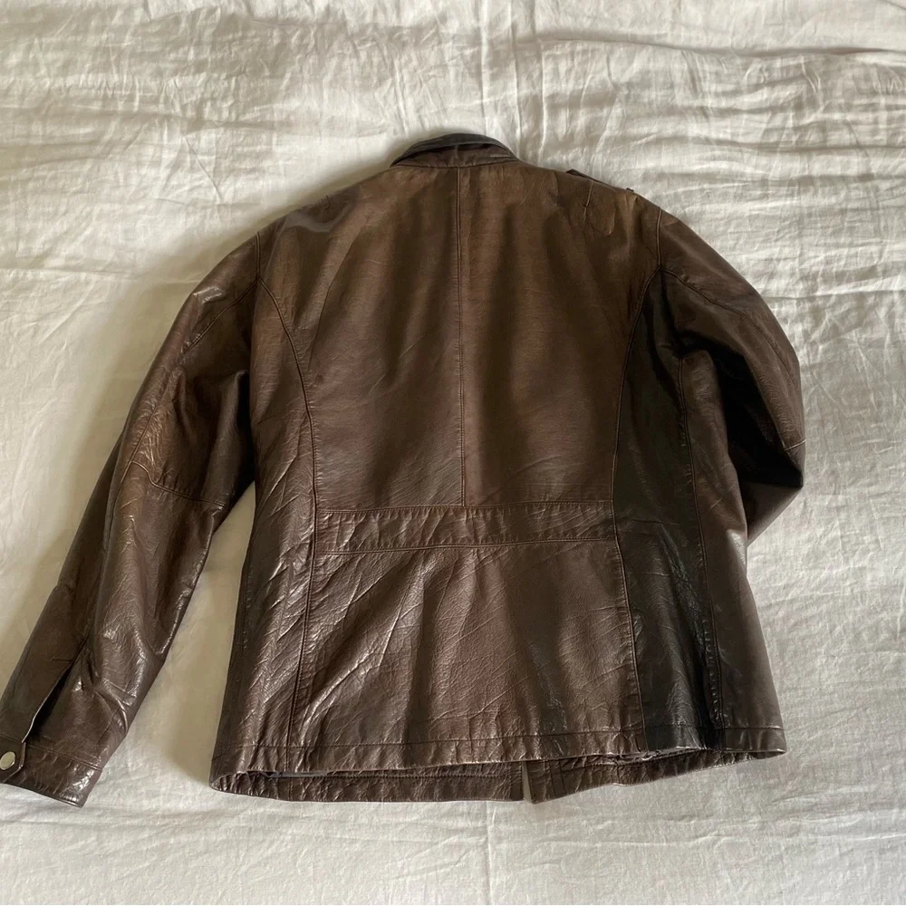 Zara Man Genuine Leather Jacket Mens Size L - Picture 2 of 11